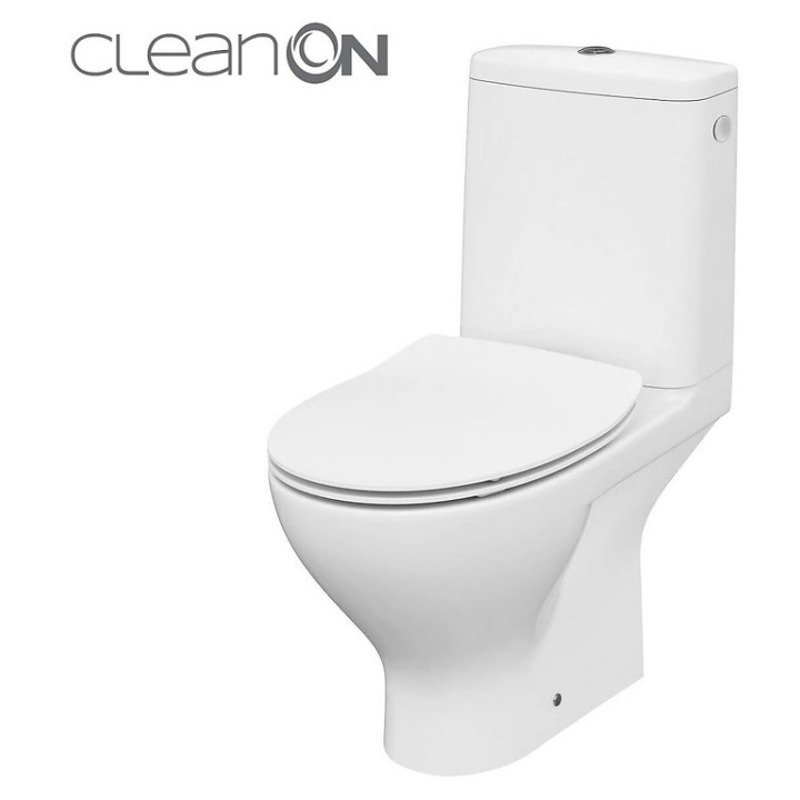 Kompakt WC Cersanit Moduo CleanOn, bezkołnierzowa mísa, 65,5x35,5cm, sedadlo s pozvolným sklápěním, odtok vodorovný, doprowadzen