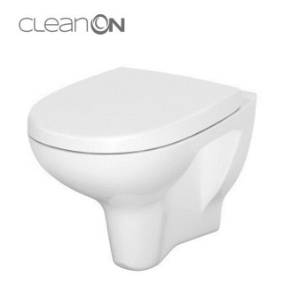 Mísa zawieszana Cersanit Crea CleanOn, bezkołnierzowa, oválný, 52x35,5cm, duroplastowa sedadlo s pozvolným sklápěním, bílá