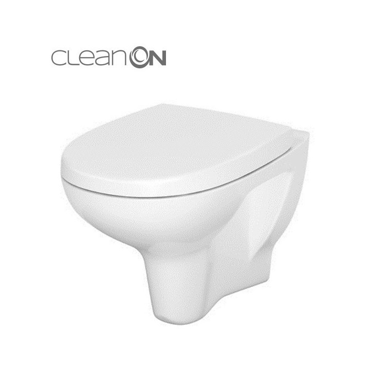 Mísa zawieszana Cersanit Crea CleanOn, bezkołnierzowa, oválný, 52x35,5cm, duroplastowa sedadlo s pozvolným sklápěním, bílá