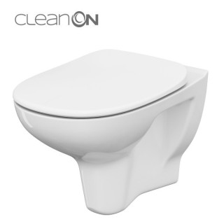 Mísa zawieszana Cersanit Crea CleanOn, bezkołnierzowa, oválný, 52x35,5cm, duroplastowa sedadlo s pozvolným sklápěním, bílá