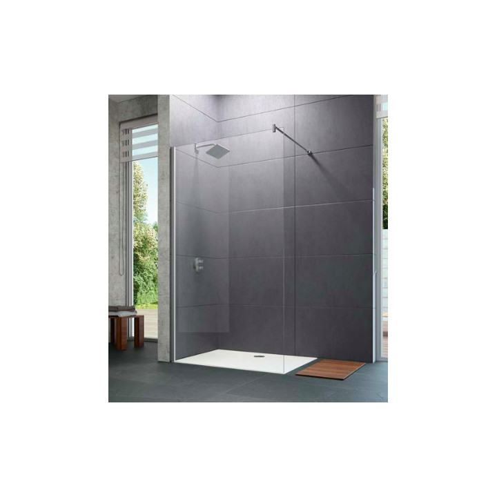 Stěna walk-in Huppe Design Pure, 750mm, stabilizator skośny, Anti-Plaque, saténový stříbrný profil