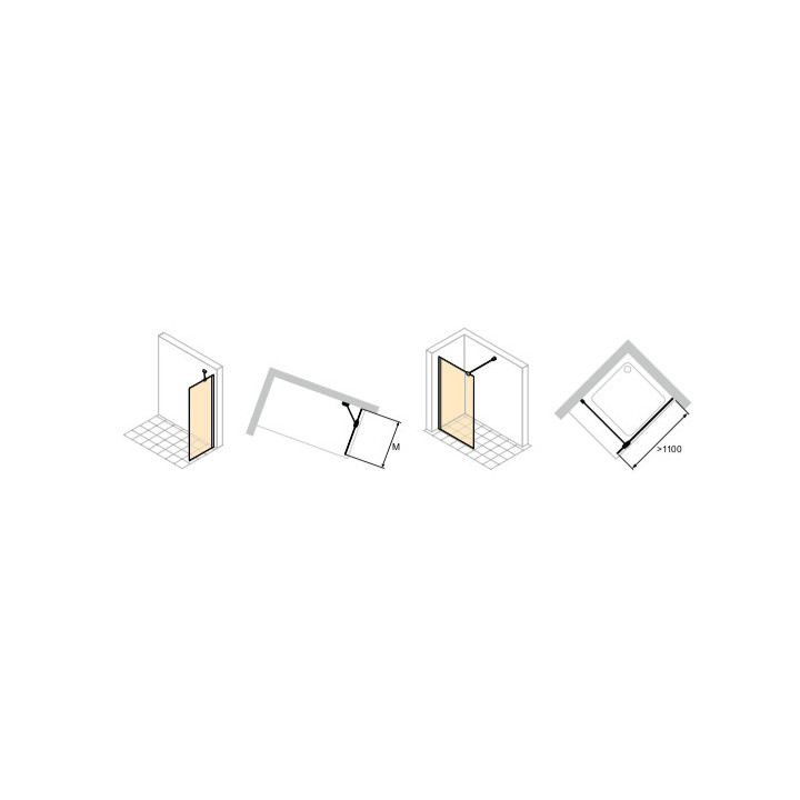 Stěna walk-in Huppe Design Pure, 750mm, stabilizator skośny, Anti-Plaque, saténový stříbrný profil