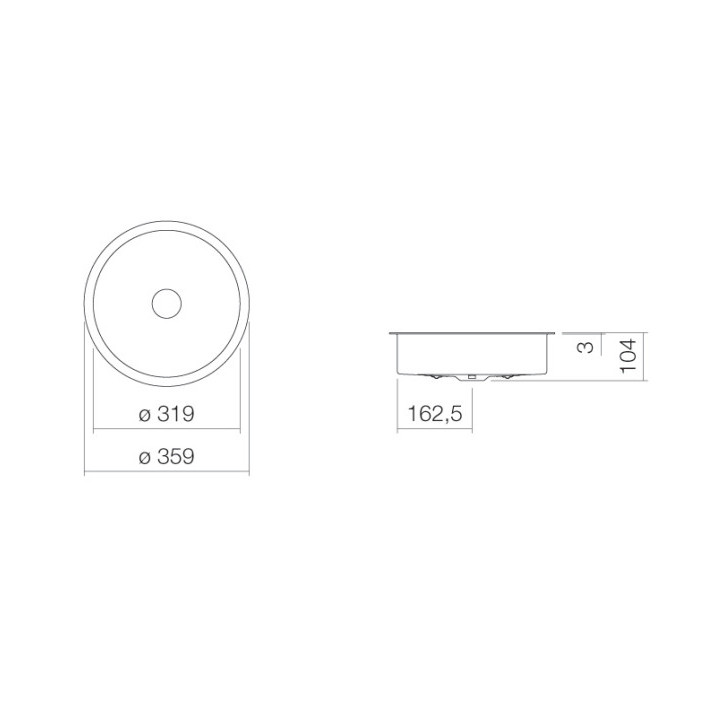 Umyvadlo pod desku Alepe K-Series, kulatá, 409mm, z přepadem, UB.K450, bílá