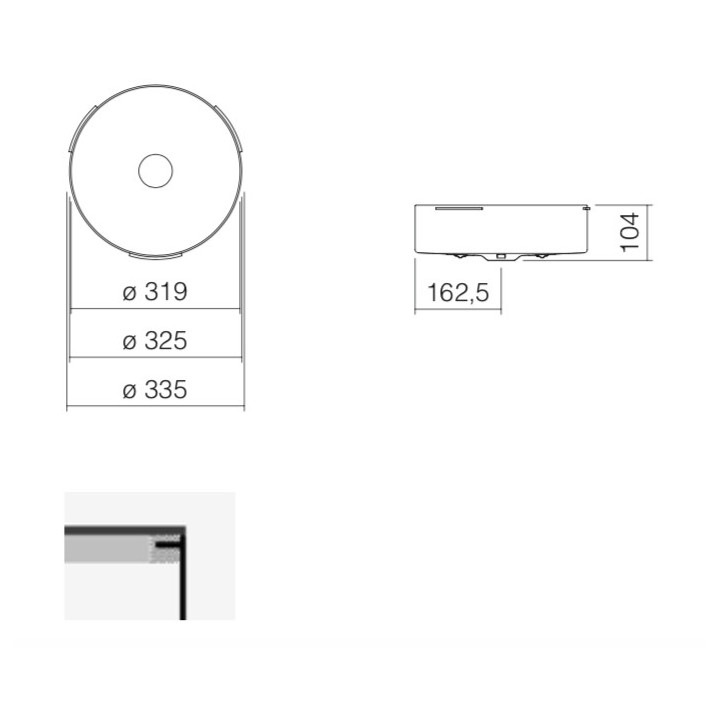 Umyvadlo pod desku Alepe Unisono KE-Series, kulatá, 319mm, bez přepadu, UB.KE325, bílá