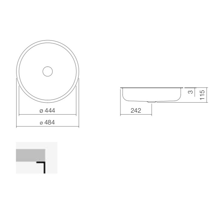 Umyvadlo pod desku Alepe Unisono KE-Series, kulatá, 394mm, bez přepadu, UB.KE400, bílá