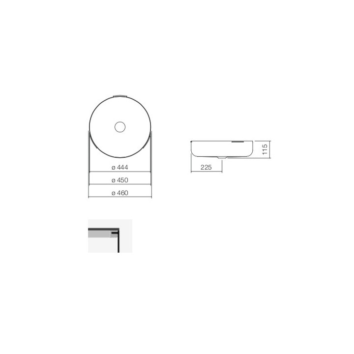 Umyvadlo pod desku Alepe Unisono KE-Series, kulatá, 394mm, bez přepadu, pro zástavbu pod warstwą laminatu, UB.KE400, bílá