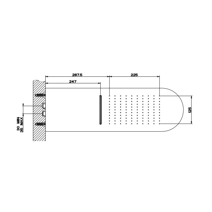 Horní sprcha Gessi Tondo 200, montáž do stěny, 3mm grubości, mirror steel