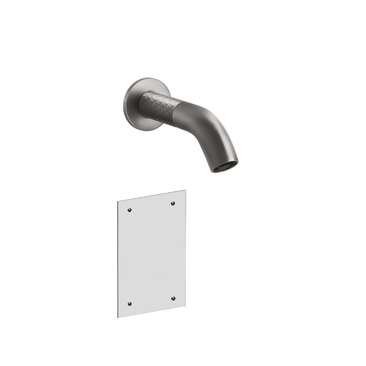 Elektronické umyvadlová baterie Gessi Trame, stěnová, výtokové rameno 146mm, broušená ocel