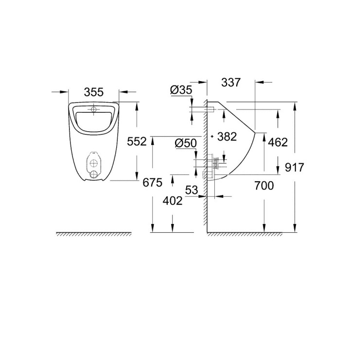 Pisoár Grohe Bau Ceramic, alpská bílá
