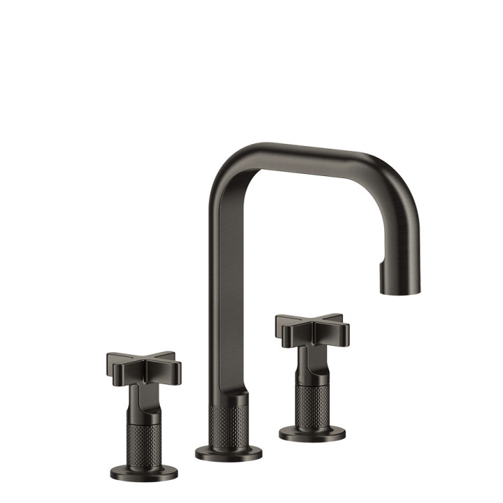 Umyvadlová baterie 3otvorová Gessi Inciso, stojící, výška 145mm, zátka automatický, uchwyty krzyżowe, chrom
