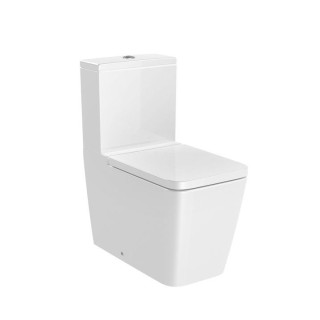 Mísa stojící do kompaktu Roca Inspira Square Rimless, 64,5x37,5cm, odtok dvojitý, bezkołnierzowa, bílá