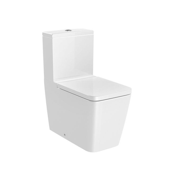 Mísa stojící do kompaktu Roca Inspira Square Rimless, 64,5x37,5cm, odtok dvojitý, bezkołnierzowa, bílá