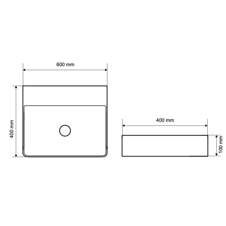 Umyvadlo na postavení na desku Excellent Rima 2.0, 60x40cm, bez přepadu, bez otvoru pro baterii, bílá