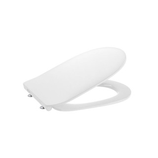 Mísa podvěsná WC Roca Debba Rimless Round, 54x35,5cm, bez kołnierza, se sedátkem slim wolnoopadającą duroplast, bílá