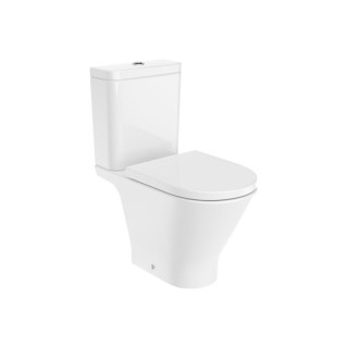 Mísa podvěsná WC Roca Gap Rimless Round, 54x35,5cm, bez kołnierza, se sedadlem s pozvolným sklápěním slim duroplast, bílá