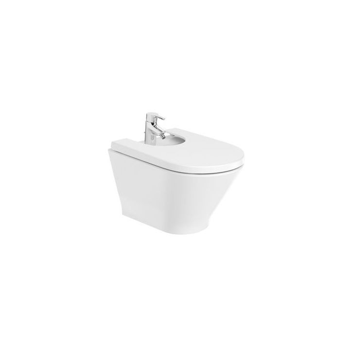 Mísa kombi stojící WC Roca Gap Rimless Round, 65,5x37cm, přístěnná, bez kołnierza, odtok dvojitý, bílá