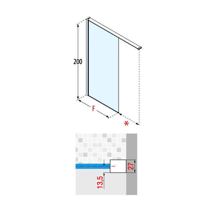 Sprchová zástěna Walk-In do niky Novellini Kaudra HN Frame, 120x200cm, pravé, bílý profil matnáný