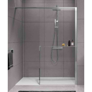 Sprchový kout Walk-In Novellini Kaudra H+H Frame, 180x100cm, levé, s poličkou, profil černá matnáný