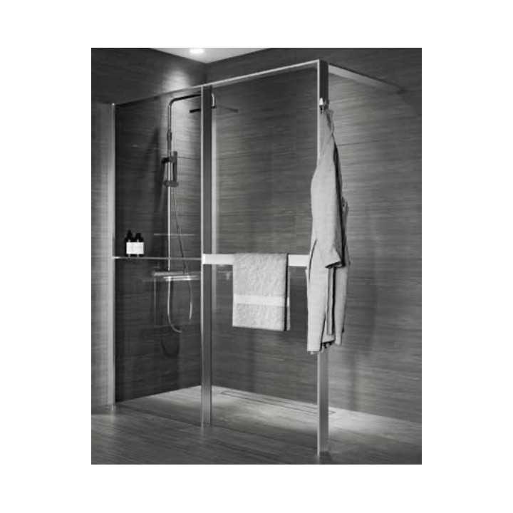 Sprchová zástěna Walk-In do niky Novellini Kaudra HN Frame, 180x200cm, pravé, bílý profil matnáný