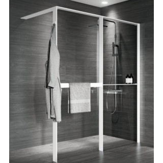 Sprchová zástěna Walk-In do niky Novellini Kaudra HN Frame, 180x200cm, pravé, bílý profil matnáný