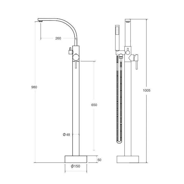 Baterie volně stojící Besco Decco I, výška 1055mm, chrom