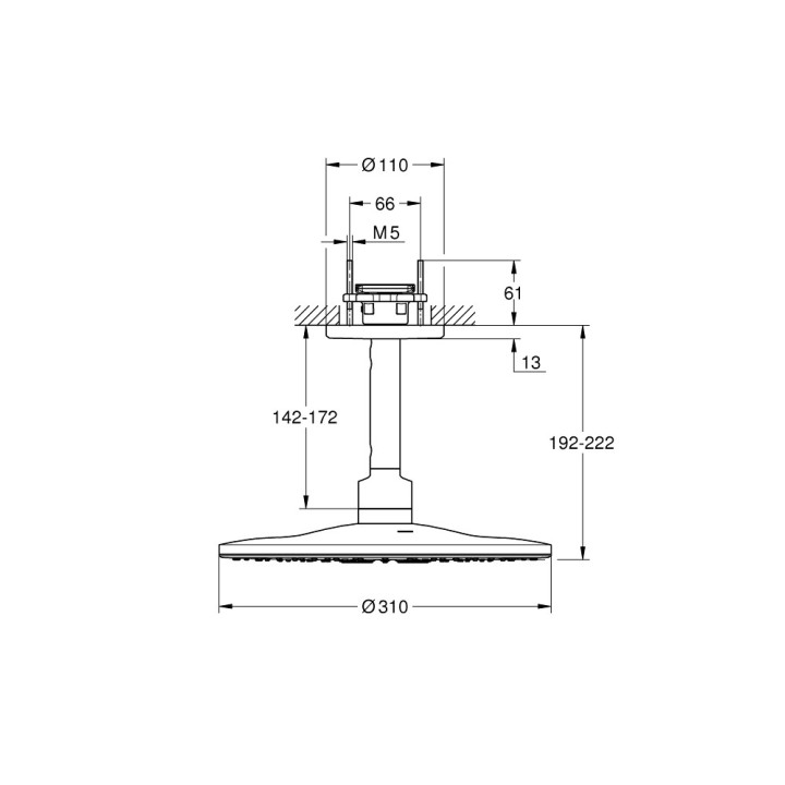 Horní sprcha Grohe Rainshower Smartactive 310, rameno stropní 142mm, 2 proudy, cool sunrise