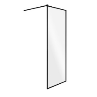 Sprchový kout Walk In Besco Aveo Black, 90x195cm, sklo čiré, profil černá matnáný