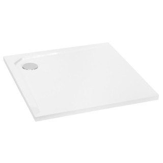 Čtvrtkruhová vanička Besco Asco Ultraslim, 80x80cm, konglomeratowy, bílý