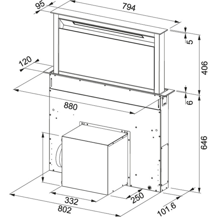 Okap nástěnný Franke Cryocel FCR 925 TC BK/XS, 60x46cm, ušlechtilá ocel/černé sklo