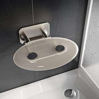 Sedačka sprchové Ravak OVO-P Clear, 41x35cm, skládací, černé