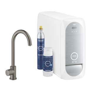 Souprava startowy Grohe Blue Home, jednostka chłodząca s baterií ve tvaru C, do vody gazowanej, obracana výtokové rameno, chrom 