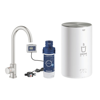 Souprava Grohe Red Mono s ventilem sztorcowym ve tvaru C a bojlerem w rozmiarze L, obracana výtokové rameno, chrom