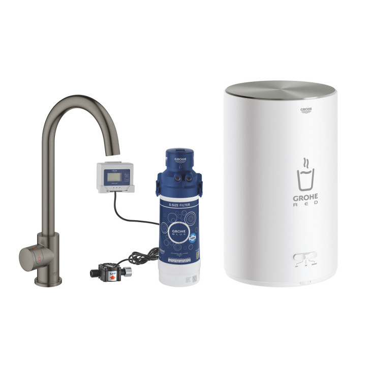 Souprava Grohe Red Mono s ventilem sztorcowym ve tvaru C a bojlerem w rozmiarze L, obracana výtokové rameno, chrom