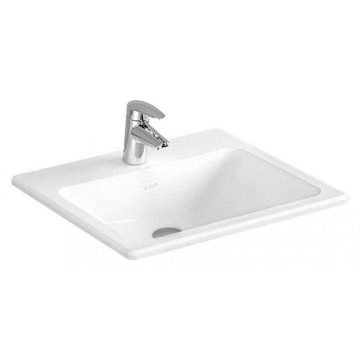 Zápustné umyvadlo Vitra S20, 55xx45cm, z přepadem, otvor na baterii, bílá