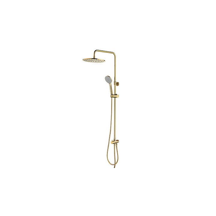 Sprchový set Omnires Yosemite, na stěnu, 2 výstupy vody, sluchátko 5-funkcyjna, horní sprcha kulatá 25cm, zlatá