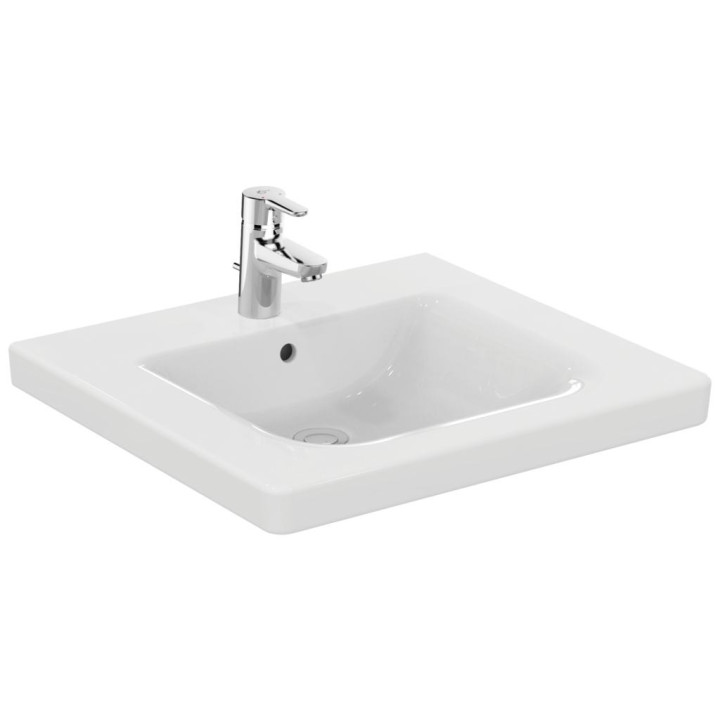 Umyvadlo pro postižené osoby Ideal Standard Connect Freedom, 60x55,5cm, závěsná, z přepadem, otvor na baterii, bílá