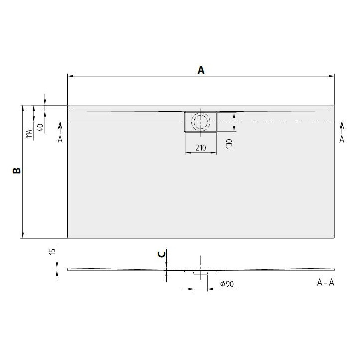 Brodzi pravoúhlý Villeroy&Boch Architectura MetalRim, 160x90cm, akrylátový, weiss alpin