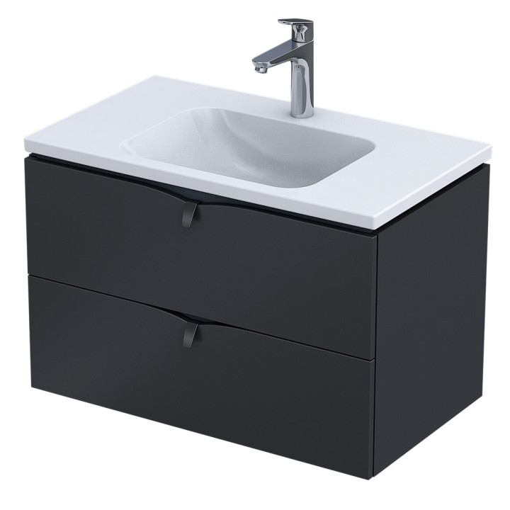 Skříňka pod umyvadlo Oristo Siena, 80cm, dvě szuflady, ciepły šedá matnáný