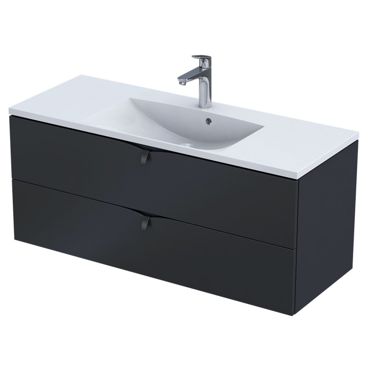 Skříňka pod umyvadlo Oristo Siena, 120cm, dvě szuflady, ciepły šedá matnáný