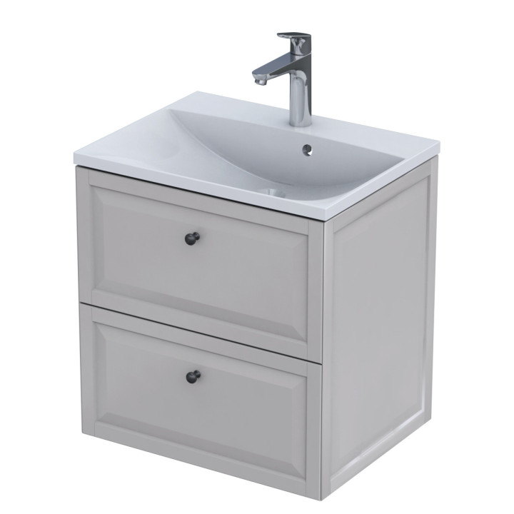 Skříňka pod umyvadlo Oristo Montebianco, 60cm, dvě szuflady, bílý matnáný