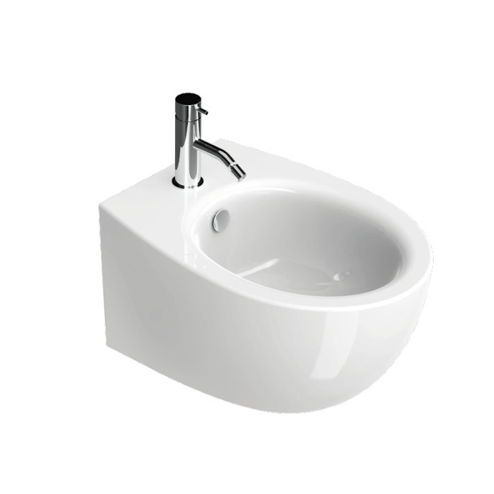 Závěsný bidet Catalano Italy, 52x37cm, z přepadem, otvor na baterii, bílý lesklá