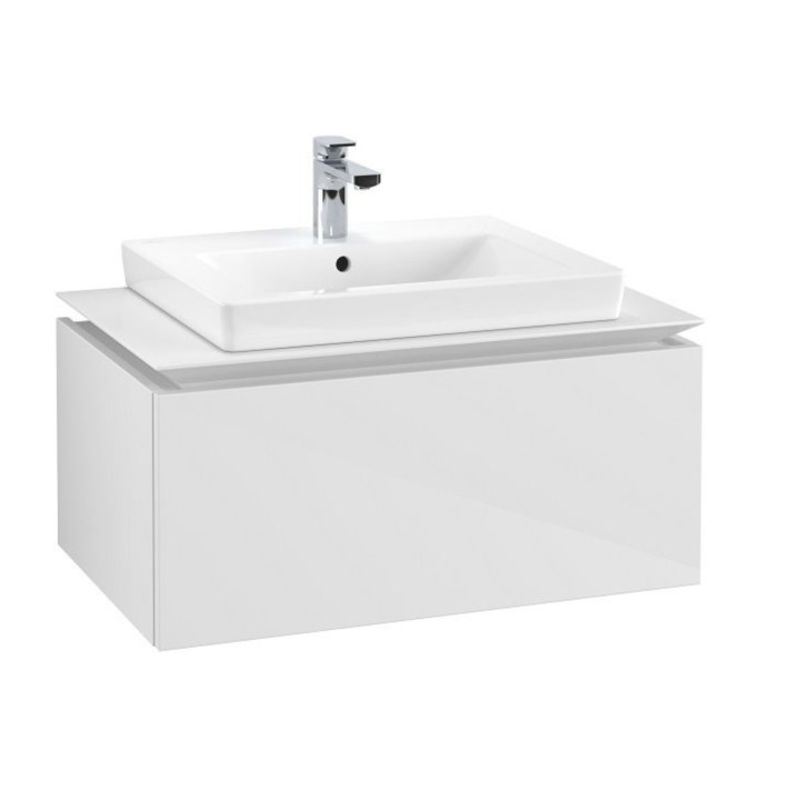 Skříňka pod umyvadlo Villeroy & Boch Legato, 80x55cm, 2 szuflady, bílý lesklá
