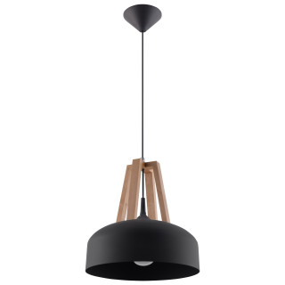 Lampa závěsná Sollux Ligthing Casco, 30cm, E27 1x60W, černá/dřevo bielone