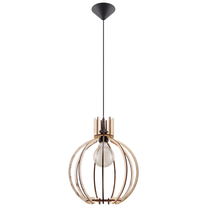 Lampa závěsná Sollux Ligthing Casco, 30cm, E27 1x60W, černá/dřevo naturalne