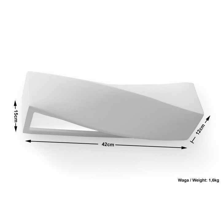Nástěnné svítidlo keramický Sollux Ligthing Helios, 40cm, E27 1x60W, bílý
