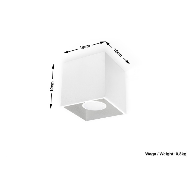 Plafon Sollux Ligthing Quad 1, 10cm, čtvercová, GU10 1x40W, šedá