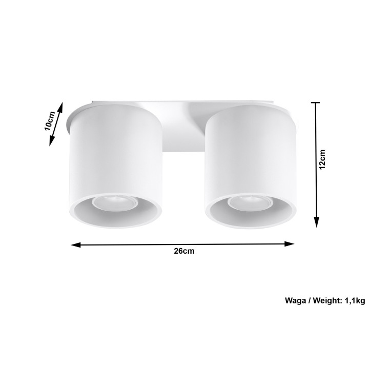 Plafon dvojitý Sollux Ligthing Orbis 2, 26cm, GU10 2x40W, šedá
