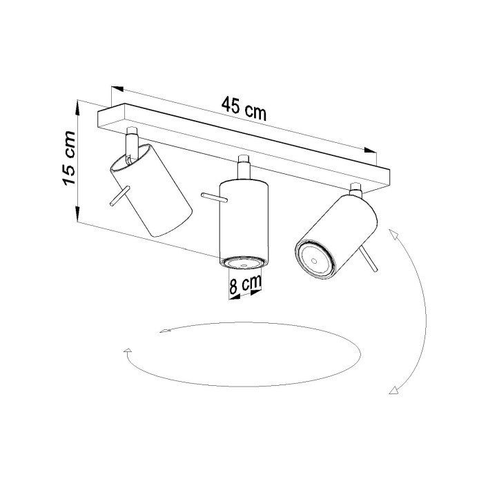 Plafon Sollux Ligthing Ring 2, 8x30cm, 2xGU10 LED 6W, šedá