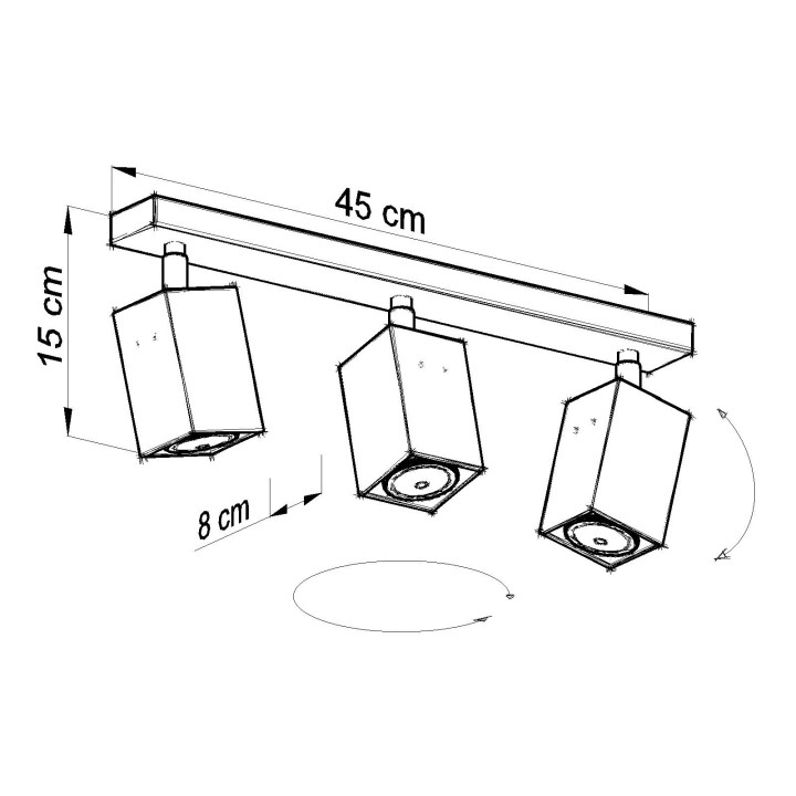 Plafon Sollux Ligthing Merida 2, 8x30cm, 2xGU10 LED 6W, šedá