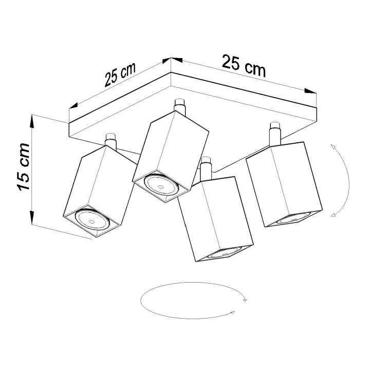 Plafon Sollux Ligthing Merida 3, 8x45cm, 3xGU10 LED 6W, šedá
